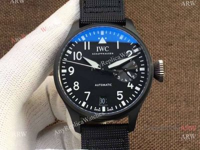 Replica IWC Big Pilot Le Petit Prince Black Case Rubber Strap